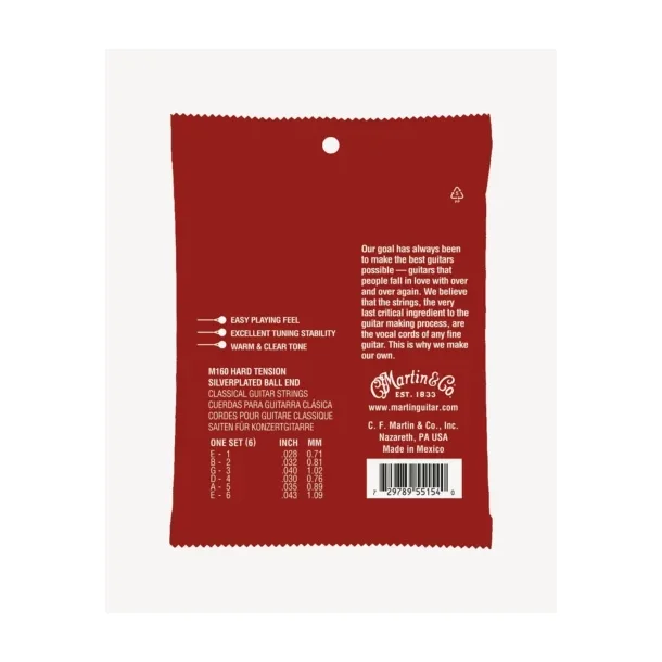 Martin M160 Classical Hard Tension Siverplated Ball End